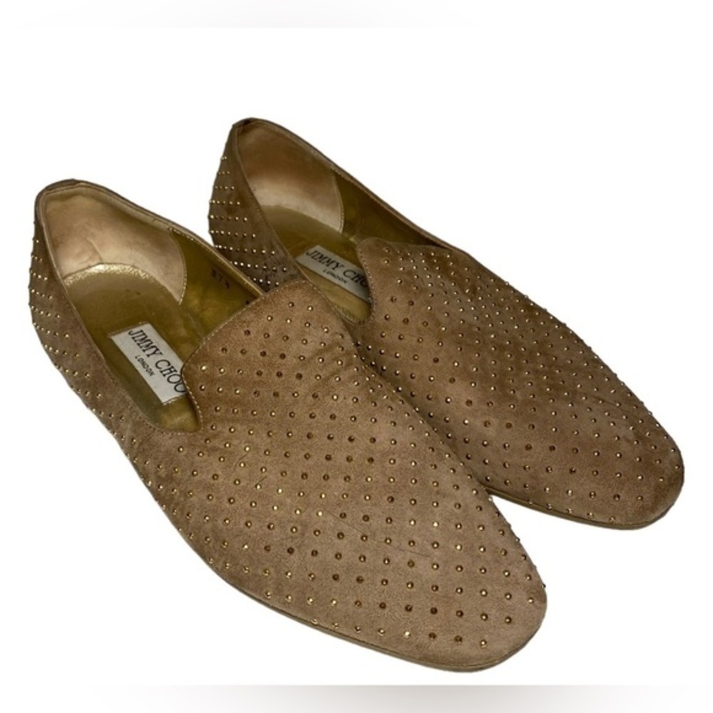 Jimmy Choo Suede Neutrals Studded Ballet Flats